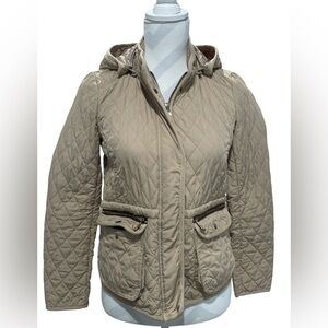 Zara Women's Quilted Equestrian Tan Puffer Jacket Size Small